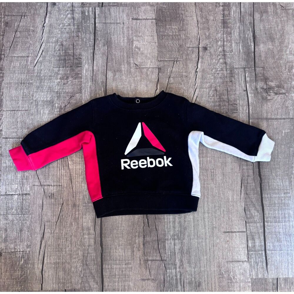 Reebok Baby Boys Colorblock Sweatshirt Navy Pink White Size 3–6 Months‎